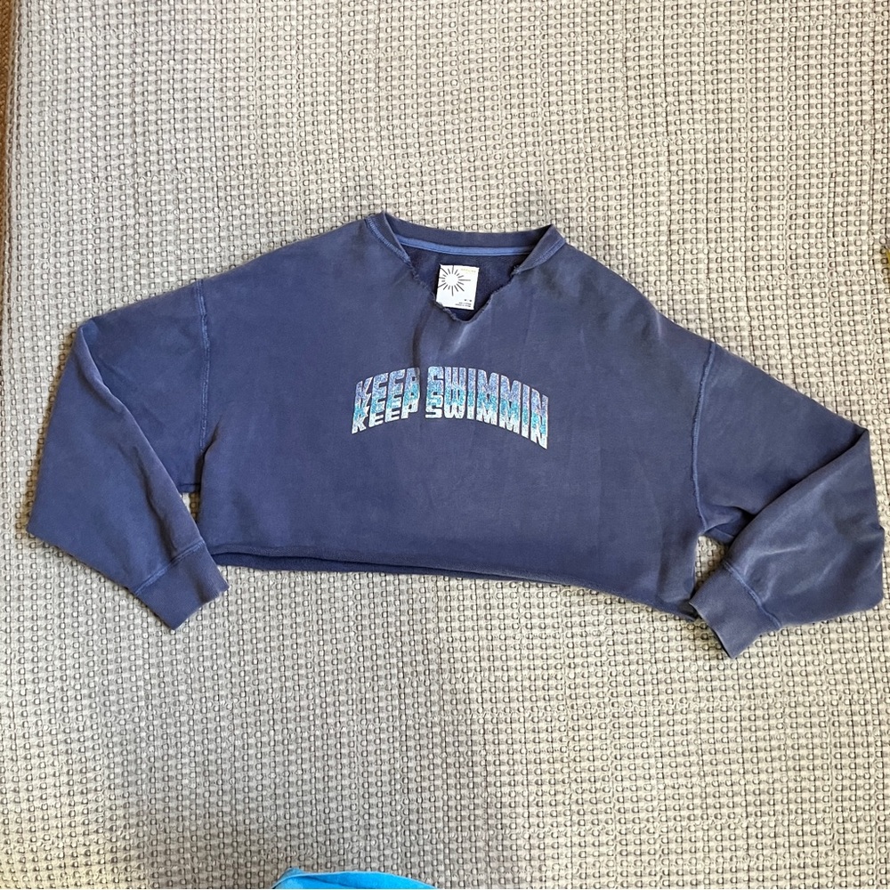 Aerie Navy Blue Cropped Sweatshirt